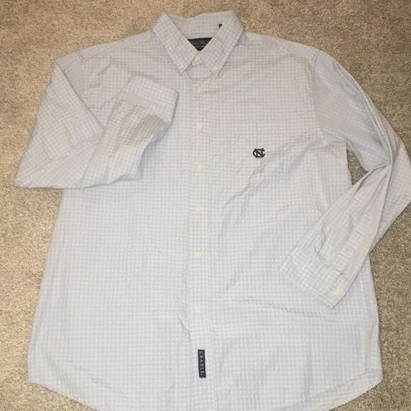 UNC North Carolina Tar Heels LS seersucker Button Work Pocket Business Shirt XL - Picture 1 of 5